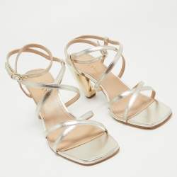 Pre Owned Dior Pale Gold Leather Rhodes Sandals Size 38.5