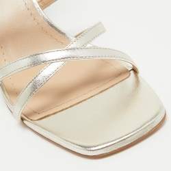 Pre Owned Dior Pale Gold Leather Rhodes Sandals Size 38.5