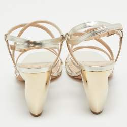 Pre Owned Dior Pale Gold Leather Rhodes Sandals Size 38.5