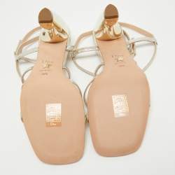 Pre Owned Dior Pale Gold Leather Rhodes Sandals Size 38.5
