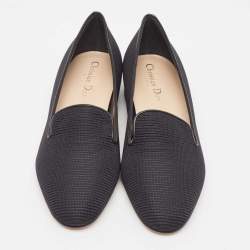 Dior Black Technical Fabric Slip On Loafers Size 39.5
