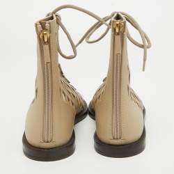 Dior Beige Cutout Leather D-Trap Gladiator Sandals Size 37