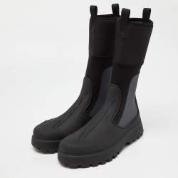 Dior Black/Grey Rubber and Fabric Basket Mid Calf Boots Size 43 
