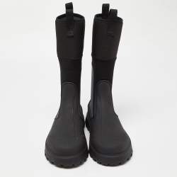 Dior Black/Grey Rubber and Fabric Basket Mid Calf Boots Size 43 