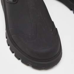 Dior Black/Grey Rubber and Fabric Basket Mid Calf Boots Size 43 