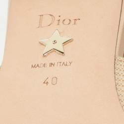 Dior Beige/White Fabric J'Adior Slingback Flats Size 40