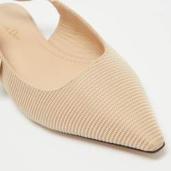 Dior Beige/White Fabric J'Adior Slingback Flats Size 40