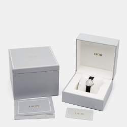 Pre Owned Dior Black Stainless Steel Diamond Satin La D De Dior CD043114A002 Women Wristwatch 25 mm