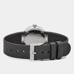 Pre Owned Dior Black Stainless Steel Diamond Satin La D De Dior CD043114A002 Women Wristwatch 25 mm