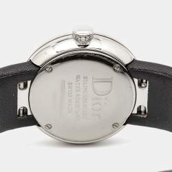 Pre Owned Dior Black Stainless Steel Diamond Satin La D De Dior CD043114A002 Women Wristwatch 25 mm