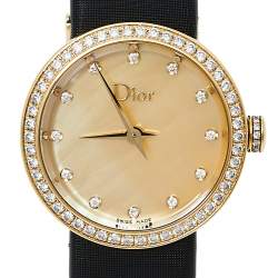Dior Mother of Pearl 18K Yellow Gold Diamonds La D De Dior CD047150A001 Women's Wristwatch 25 mm
