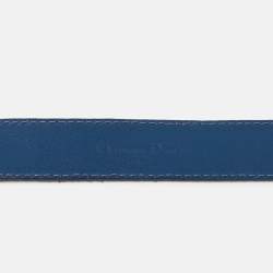 Pre Owned Dior Blue Leather CD Icon Belt 65CM