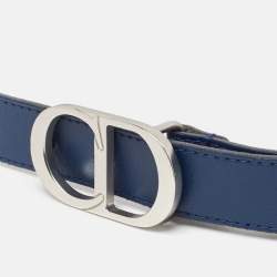 Pre Owned Dior Blue Leather CD Icon Belt 65CM