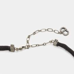 Pre Owned Dior J'adior Crystal Studded Black Velvet Choker Necklace