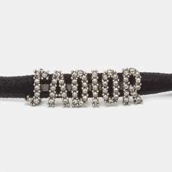 Pre Owned Dior J'adior Crystal Studded Black Velvet Choker Necklace