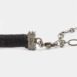 Pre Owned Dior J'adior Crystal Studded Black Velvet Choker Necklace