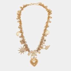 Dior Crystals Beads Gold Tone Necklace