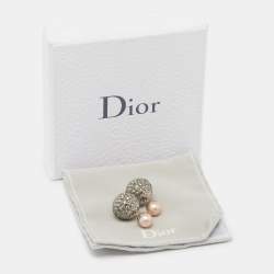 مملوكة مسبقًا Dior Tribales Crystals Faux Pearl Silver Tone Earrings