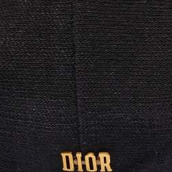 Pre Owned Dior Black Logo Detail Linen Beret Hat
