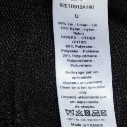 Pre Owned Dior Black Logo Detail Linen Beret Hat