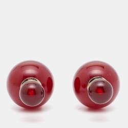 Pre Owned Dior Mise en Dior Tribales Red Resin Stud Earrings