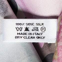 Pre Owned Dior Pink Jewel & Animal Grid Print Silk Scarf