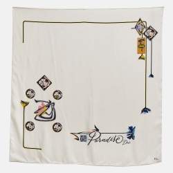 Dior Off -White Silk Paradise Dior Scarf 