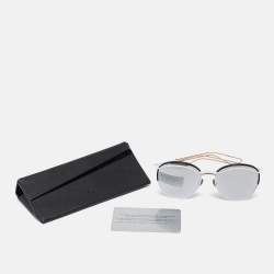Pre Owned Dior White/Grey Mirrored DiorRound Aviator Sunglasses