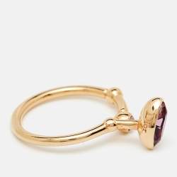 Pre Owned Dior Pink Crystal Gold Tone Ring Size EU 50