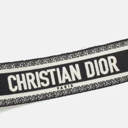 Pre Owned Dior Black/White Logo Canvas and Leather Shoulder Bag Strap