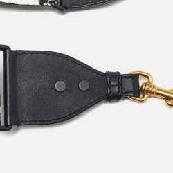 Pre Owned Dior Black/White Logo Canvas and Leather Shoulder Bag Strap