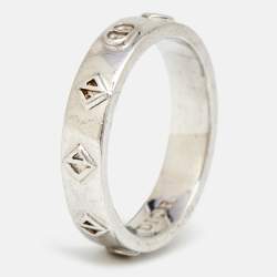 Pre Owned Dior CD Diamond Sterling Silver Ring Size 58