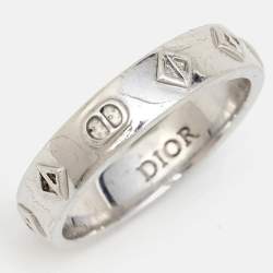 Pre Owned Dior CD Diamond Sterling Silver Ring Size 58
