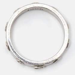 Pre Owned Dior CD Diamond Sterling Silver Ring Size 58
