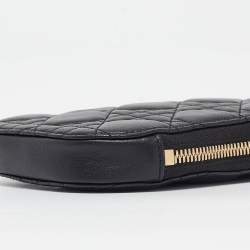 Dior Black Cannage Leather Lady Dior Call'in Dior Phone Holder with Chain