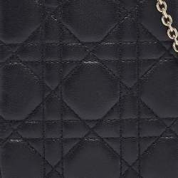 Dior Black Cannage Leather Lady Dior Call'in Dior Phone Holder with Chain