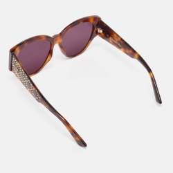 Pre Owned Dior Brown Tortoise Ladydiorstuds2 Cat Eye Sunglasses