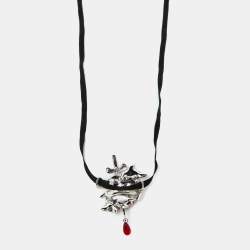 Pre Owned Dior La Fiancée du Pirate Crystal Pendant Ribbon Choker Necklace