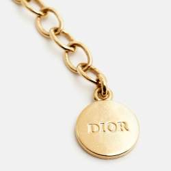 Pre Owned Dior 30 Montaigne Faux Pearl Gold Tone Choker Necklace