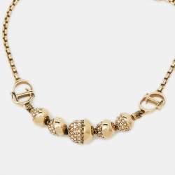 Pre Owned Dior Crystal Mise En Dior Gold Tone Bracelet