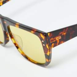 Pre Owned Dior Brown Havana/Yellow 086HO DiorClub2 Rectangle Sunglasses
