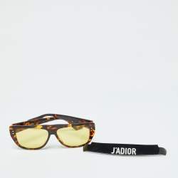 Pre Owned Dior Brown Havana/Yellow 086HO DiorClub2 Rectangle Sunglasses