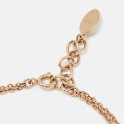 Dior Oblique Charm Crystal Studded Gold Tone Double Chain Bracelet