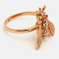 Dior Bee Crystals Gold Tone Ring Size 53