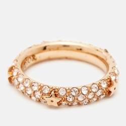 Pre Owned Dior Star Crystals Gold Tone Ring Size 50
