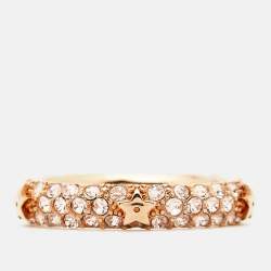 Pre Owned Dior Star Crystals Gold Tone Ring Size 50