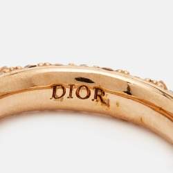 Pre Owned Dior Star Crystals Gold Tone Ring Size 50