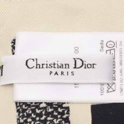 Dior Navy Blue Oblique Print Silk Square Scarf