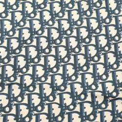 Dior Navy Blue Oblique Print Silk Square Scarf