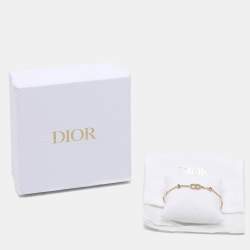 Pre Owned Dior Claire De Lune Crystals Faux Pearls Gold Tone Bracelet